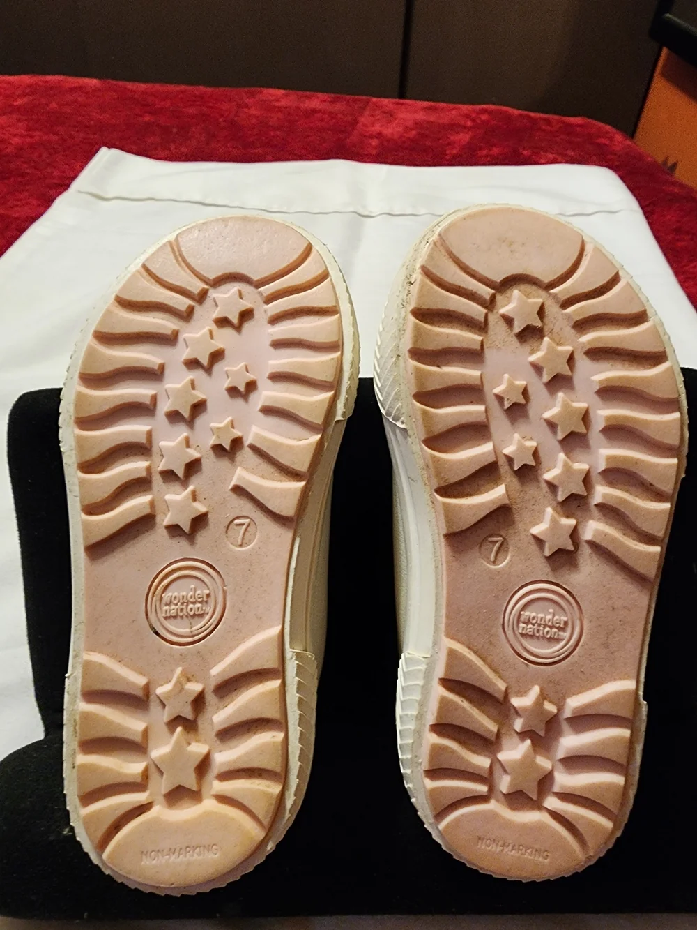 wonder nation White Sneakers with Pink Glitter Heart Accents